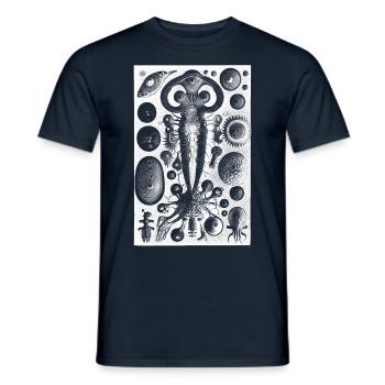 Abstract Nature Shapes Monster Retro Illustration - Men's T-Shirt - navy - Front - AI Model Male 178 light (178cm)