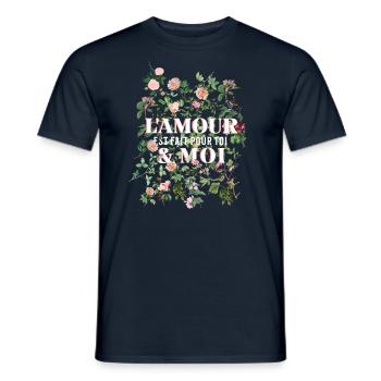 L'amour est fait pour toi et moi - T-shirt homme - marine - Devant - AI Model Male 178 light (178cm)
