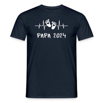 Papa 2024 Heartbeat - La naissance de la fête des pères de papa - T-shirt homme - marine - Devant - AI Model Male 178 light (178cm)
