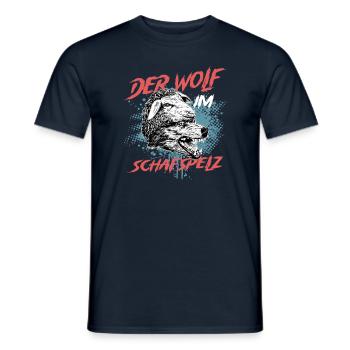 Wolf im Schafspelz, Spruch, Wölfe, Schafe Funshirt - Männer T-Shirt - Navy - Vorne - AI Model Male 178 light (178cm)