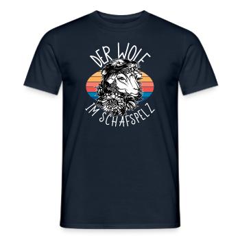 Wolf im Schafspelz, Wölfe, Schafe, Geschenkidee - Männer T-Shirt - Navy - Vorne - AI Model Male 178 light (178cm)