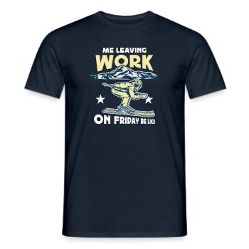 Leaving Work on Friday, Skiing, Downhill, Alps - Men's T-Shirt - navy - Front - AI Model Male 178 light (178cm)