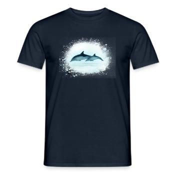 dolphin, graffiti, painting,blue,fish, dolphins,sea - Men's T-Shirt - navy - Front - AI Model Male 178 light (178cm)
