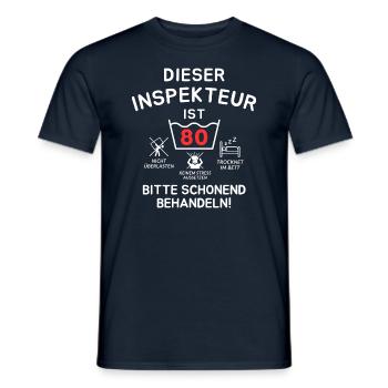 This inspector is 80. Treat gently - Men's T-Shirt - navy - Front - AI Model Male 178 light (178cm)