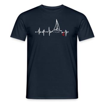 SAILING - Heartbeat - Water Sports - Men's T-Shirt - navy - Front - AI Model Male 178 light (178cm)