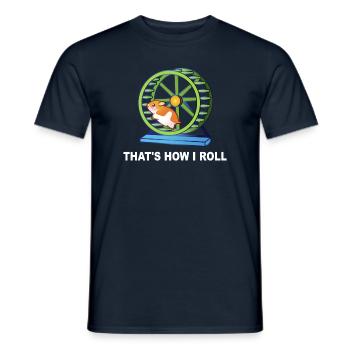 Hamster c'est comme ça que je roule Hamster Wheel Shirt Gif - T-shirt homme - marine - Devant - AI Model Male 178 light (178cm)