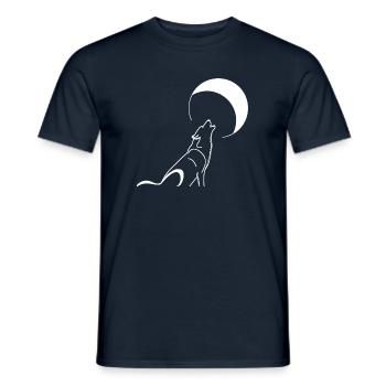 Heulender Wolf, Mond - Männer T-Shirt - Navy - Vorne - AI Model Male 178 light (178cm)