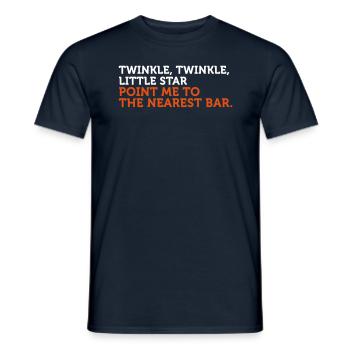Where is the nearest bar? - Men's T-Shirt - navy - Front - AI Model Male 178 light (178cm)