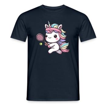 Licorne mignonne en tant que joueur de tennis - Lust - T-shirt homme - marine - Devant - AI Model Male 178 light (178cm)
