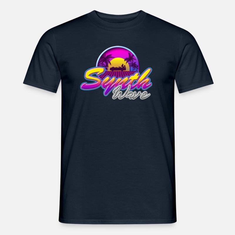 Synth-Wave Music Neon-Vibe Electrowave sunset - Männer T-Shirt - Navy