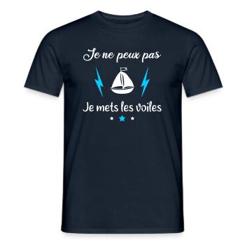 Je ne peux pas je mets les voiles,bateau,capitaine - T-shirt homme - marine - Devant - AI Model Male 178 light (178cm)