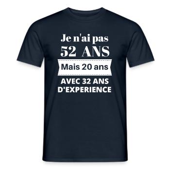 Cadeau anniversaire 52 ans - T-shirt homme - marine - Devant - AI Model Male 178 light (178cm)