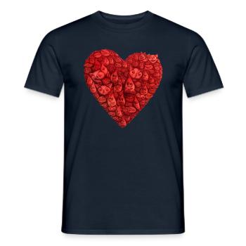 Cat Heart Valentine's Day Cat Lovers Gift - Men's T-Shirt - navy - Front - AI Model Male 178 light (178cm)