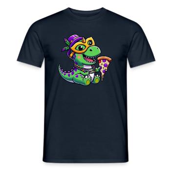 Mardi Gras T-Rex, Dinosaur Carnival, Colorful - Men's T-Shirt - navy - Front - AI Model Male 178 light (178cm)