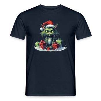 Katze Weihnachten Weihnachtselfe Geschenke Mütze - Männer T-Shirt - Navy - Vorne - AI Model Male 178 light (178cm)