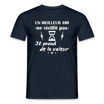 Meilleur ami ne vieillit pas, cadeau anniversaire - T-shirt homme - marine - Devant - AI Model Male 178 light (178cm)