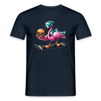 Flamingo Snowboard Hamburger Fun - Männer T-Shirt - Navy - Vorne - AI Model Male 178 light (178cm)
