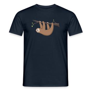 Sloth Sloth hangs on the branch - Men's T-Shirt - navy - Front - AI Model Male 178 light (178cm)