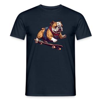 Cool Bulldog Skateboarder en action - T-shirt homme - marine - Devant - AI Model Male 178 light (178cm)