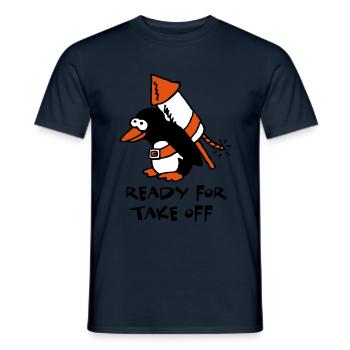 rocket_pinguin_c_3c - Männer T-Shirt - Navy - Vorne - AI Model Male 178 light (178cm)
