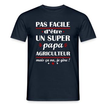 Pas facile super papa agriculteur, fête des pères - T-shirt homme - marine - Devant - AI Model Male 178 light (178cm)