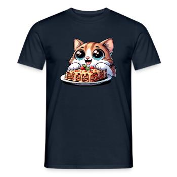 Lasagna Loving Cat - Men's T-Shirt - navy - Front - AI Model Male 178 light (178cm)