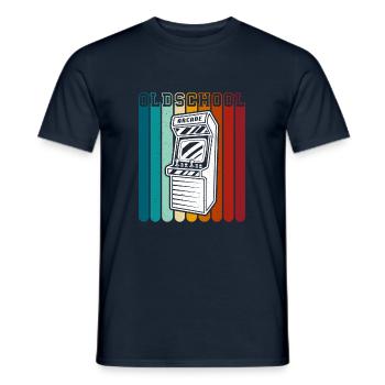 70s 80s 90s Old School Gamer - Men's T-Shirt - navy - Front - AI Model Male 178 light (178cm)