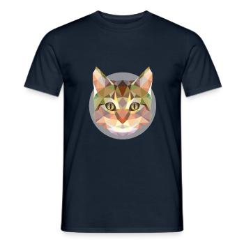 Chat, tête de chat moderne - T-shirt homme - marine - Devant - AI Model Male 178 light (178cm)