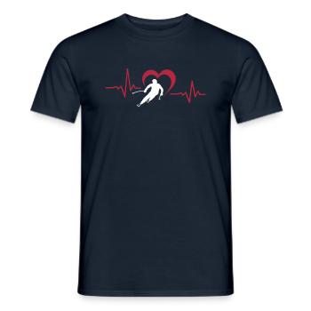 Winter - Skifahrer Herz - Männer T-Shirt - Navy - Vorne - AI Model Male 178 light (178cm)