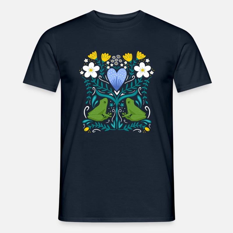 Frösche und blumen - Männer T-Shirt - Navy