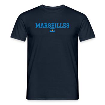 Marseille étoile football - T-shirt homme - marine - Devant - AI Model Male 178 light (178cm)