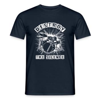 Drums Drummer Destroy Silence Rockband - Men's T-Shirt - navy - Front - AI Model Male 178 light (178cm)