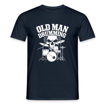 Alter Mann Opa spielt Schlagzeug Schlagzeugspruch - Männer T-Shirt - Navy - Vorne - AI Model Male 178 light (178cm)