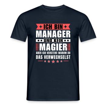 Ich bin Manager und kein Magier - Männer T-Shirt - Navy - Vorne - AI Model Male 178 light (178cm)