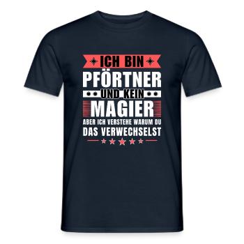 Ich bin Pförtner und kein Magier - Männer T-Shirt - Navy - Vorne - AI Model Male 178 light (178cm)