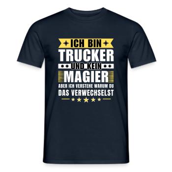 Ich bin Trucker und kein Magier - Männer T-Shirt - Navy - Vorne - AI Model Male 178 light (178cm)