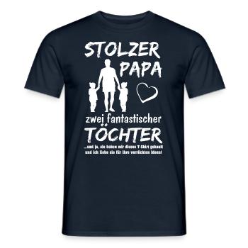 Stolzer Papa zwei Töchter - Männer T-Shirt - Navy - Vorne - AI Model Male 178 light (178cm)