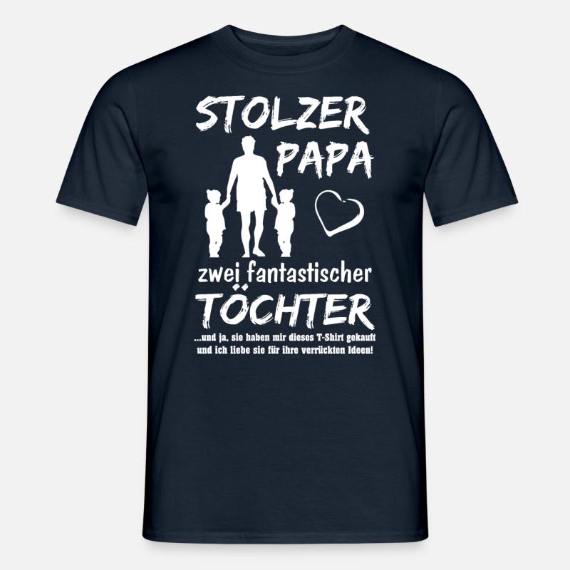 Stolzer Papa zwei Töchter - Männer T-Shirt - Navy