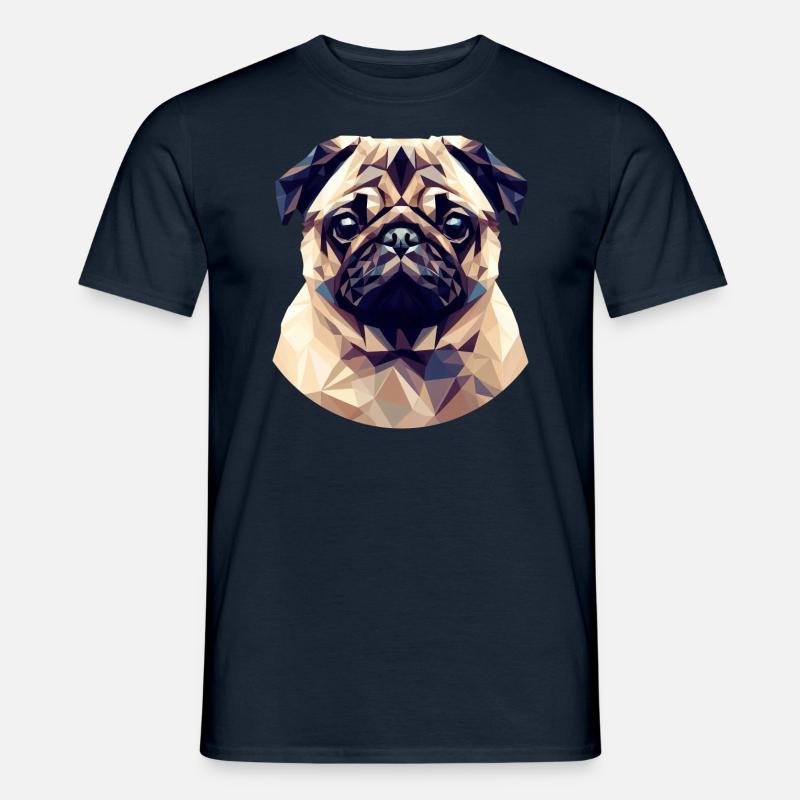 Niedlicher Polygon-Mops - Männer T-Shirt - Navy
