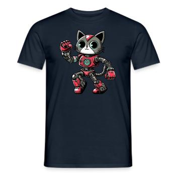 Cat, Robot, Cyborg, Dancing, Dancer, Disco - Men's T-Shirt - navy - Front - AI Model Male 178 light (178cm)