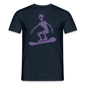 Design minimaliste : Alien Snowboarder - T-shirt homme - marine - Devant - AI Model Male 178 light (178cm)