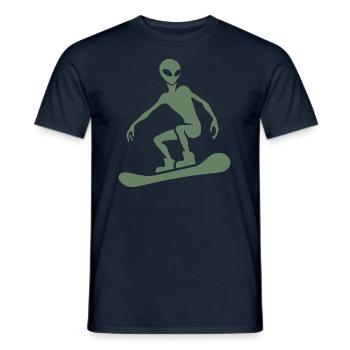 Design minimaliste : Alien Snowboarder Silhoue - T-shirt homme - marine - Devant - AI Model Male 178 light (178cm)