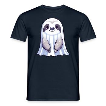 Cute Halloween Sloth Ghost Ghosts Cartoon Spu - Men's T-Shirt - navy - Front - AI Model Male 178 light (178cm)