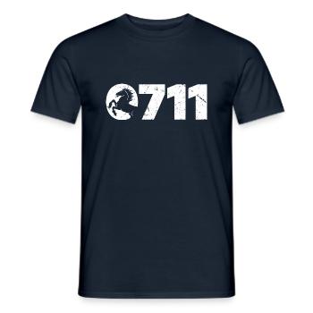 0711 VORWAHL STUTTGART WAPPEN TSHIRT GRUNGE - Männer T-Shirt - Navy - Vorne - AI Model Male 178 light (178cm)