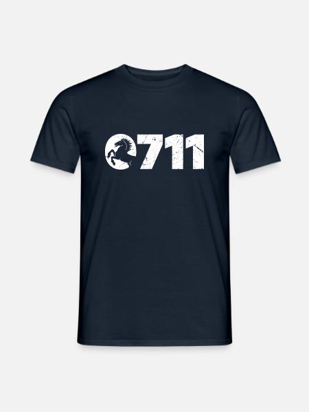 0711 VORWAHL STUTTGART WAPPEN TSHIRT GRUNGE - Männer T-Shirt - Navy