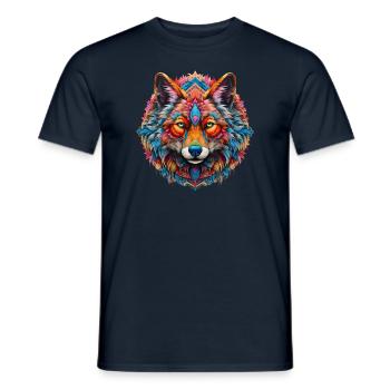 Animal Loup Mandala - T-shirt homme - marine - Devant - AI Model Male 178 light (178cm)