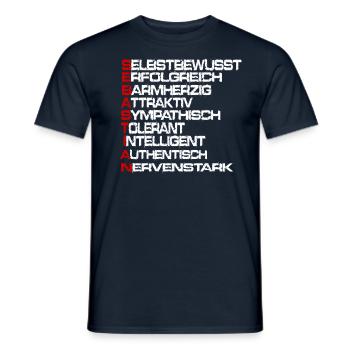 Vorname Sebastian Name Namen Geschenkidee Geschenk - Männer T-Shirt - Navy - Vorne - AI Model Male 178 light (178cm)