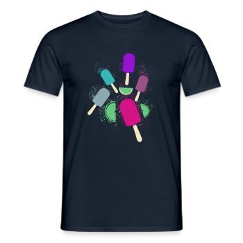 glace d’eau, colorée, glace, été, glace colorée, vacances - T-shirt homme - marine - Devant - AI Model Male 178 light (178cm)