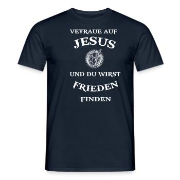 Jesus Christus Religion Erlöser Spruch Christentum - Männer T-Shirt - Navy - Vorne - AI Model Male 178 light (178cm)