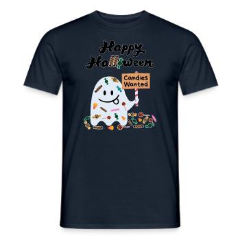 Mignon fantôme Kawaii | Bonbons d’Halloween recherchés - T-shirt homme - marine - Devant - AI Model Male 178 light (178cm)
